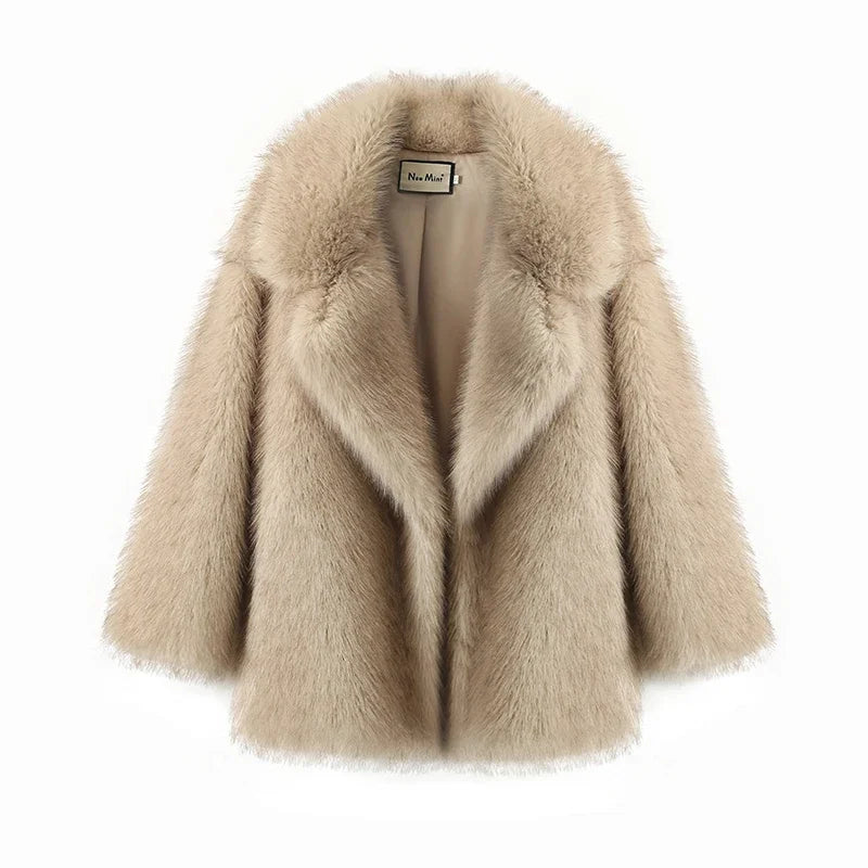 LONG GRADIENT FAUX FUR COAT