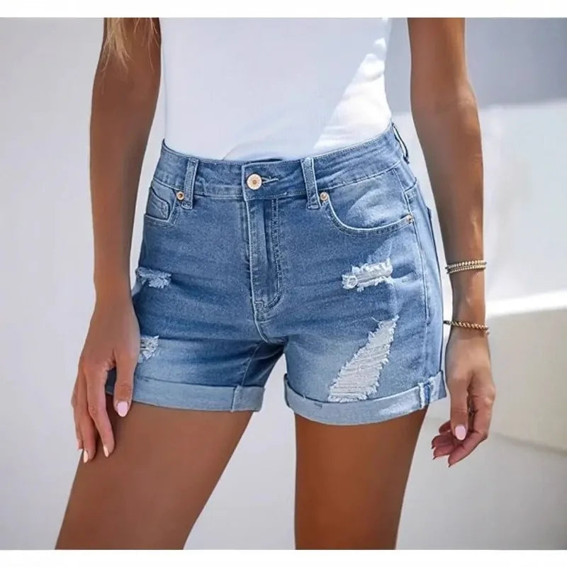 HIGH-WAISTED DENIM SHORTS