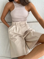 BORNLADIES HIGH WAIST CASUAL SHORTS SOLELII