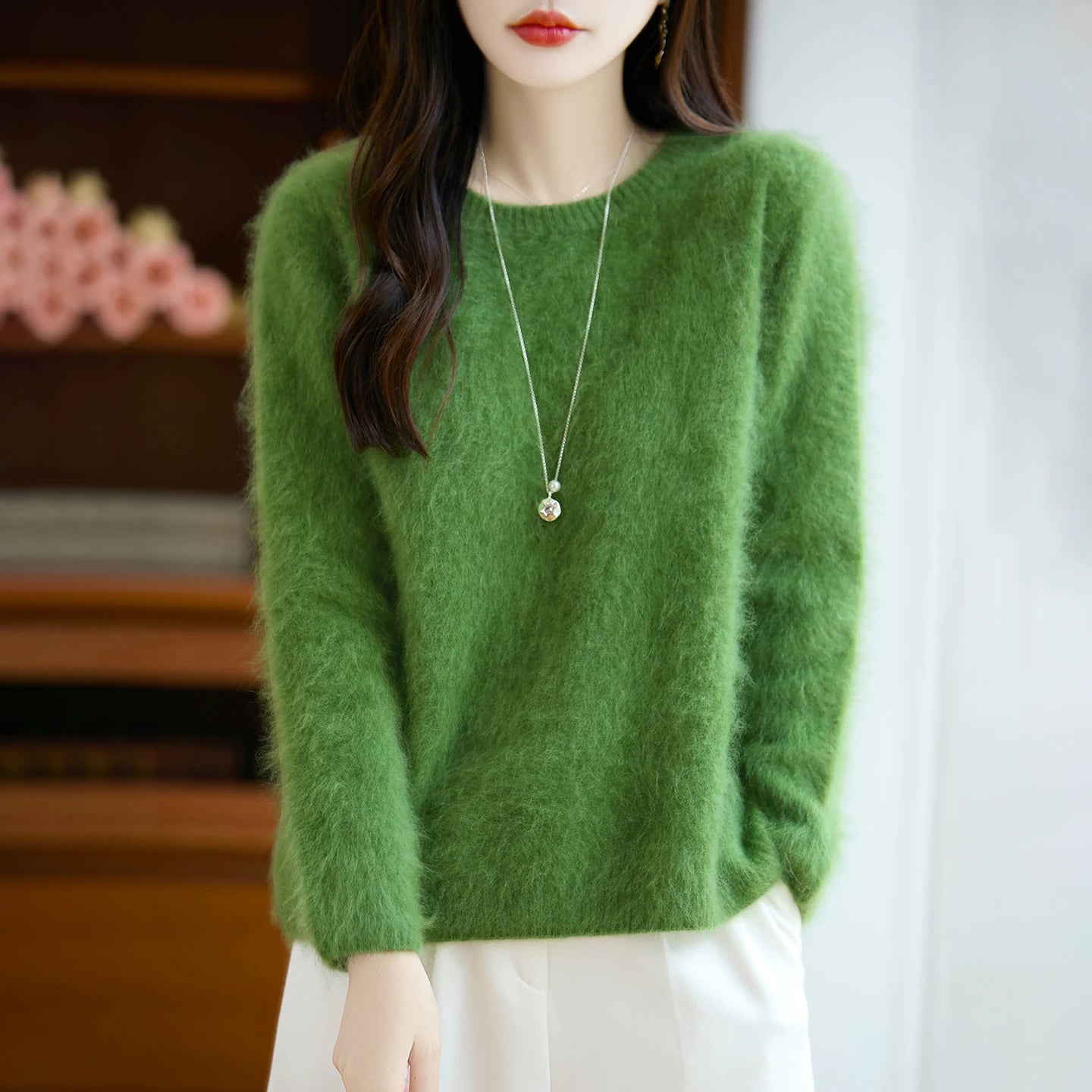 LONG SLEEVE PURE WOOL SWEATER