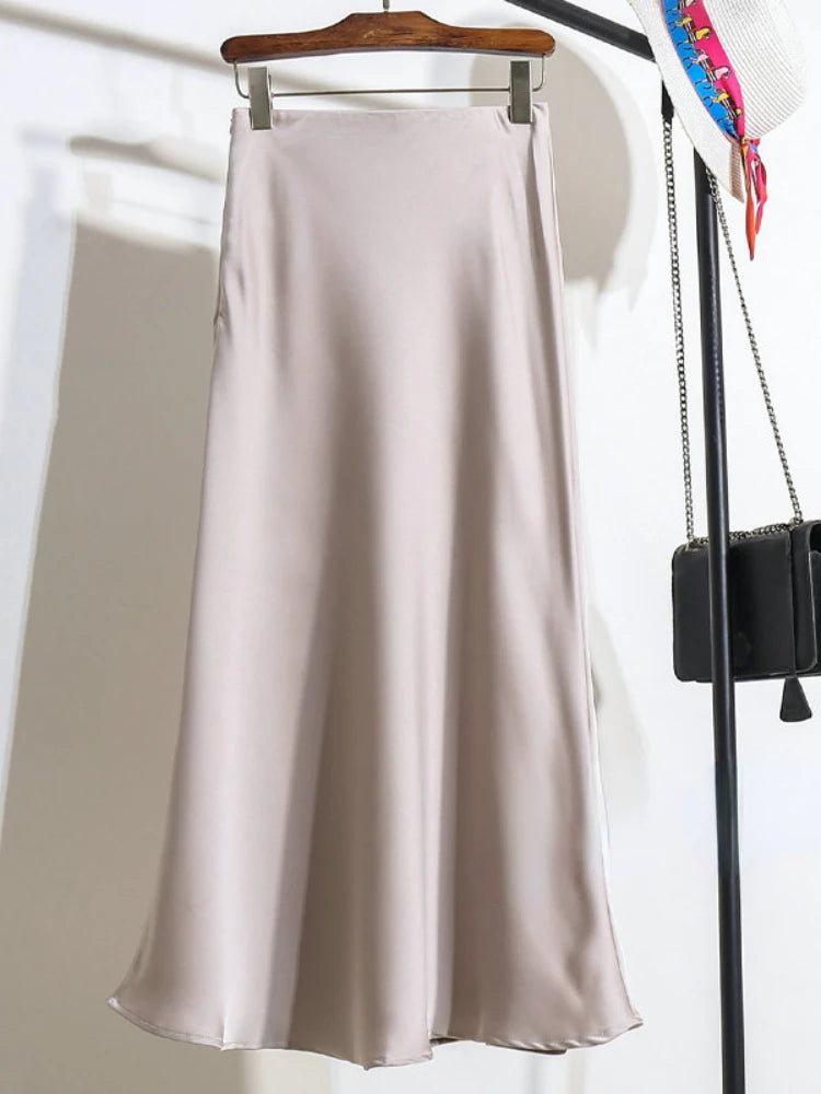KOREAN SATIN FISHTAIL HIGH WAIST SKIRT