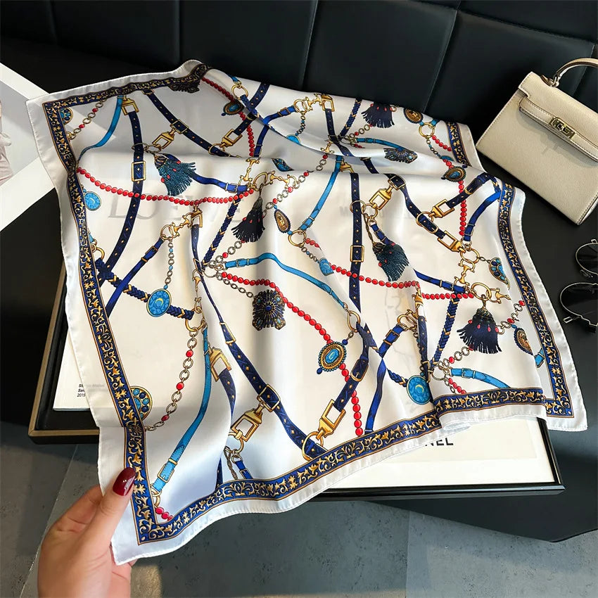 LUXURY CHAIN PRINT SILK-LIKE SCARF