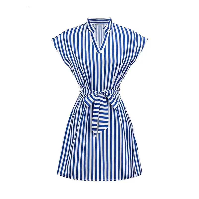WOMEN CASUAL SLEEVELESS STRIPED DRESS