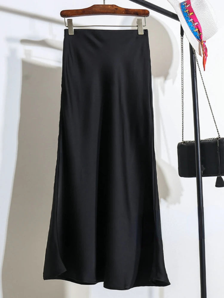 KOREAN SATIN FISHTAIL HIGH WAIST SKIRT