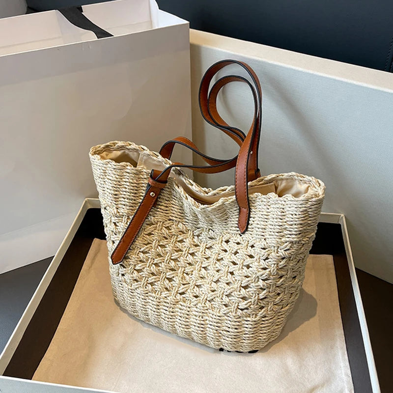 BOHEMIAN RATTAN WOVEN TOTE BAG