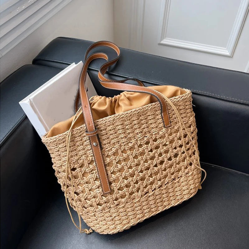 BOHEMIAN RATTAN WOVEN TOTE BAG