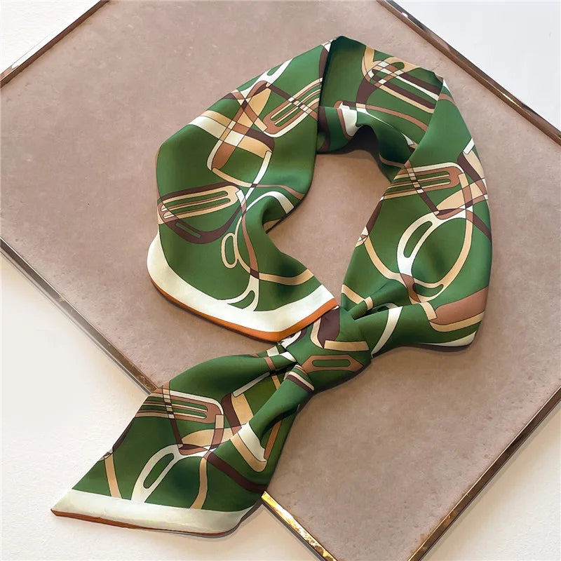 SATIN SILK PRINT NECKERCHIEF SCARF