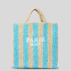 STRIPED STRAW WOVEN TOTE BAG SOLELII