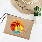 LINEN TRAVEL CLUTCH WITH ZIPPER SOLELII