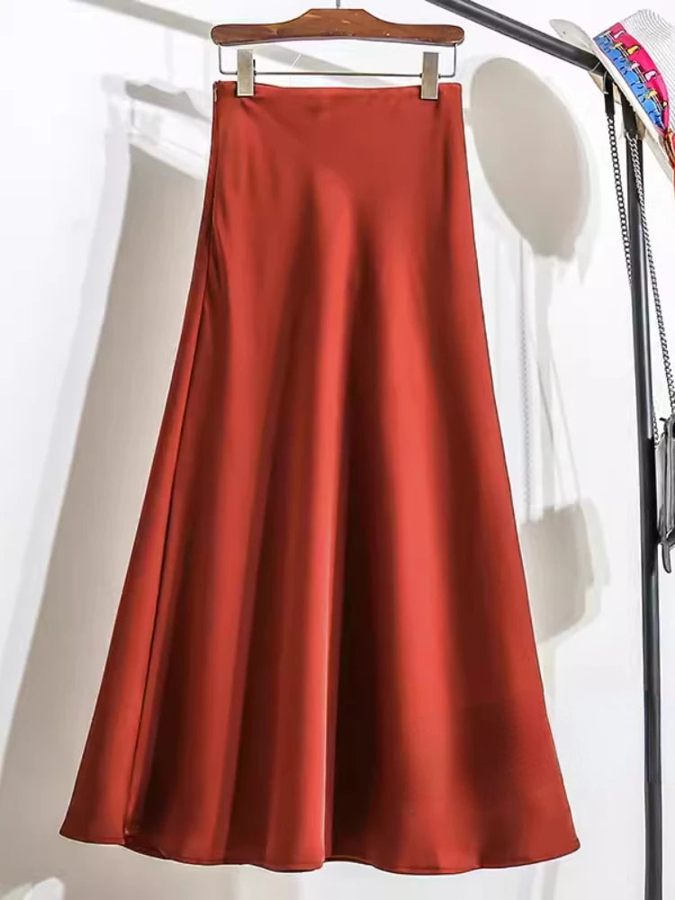KOREAN SATIN FISHTAIL HIGH WAIST SKIRT
