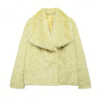 FAUX FUR COAT WITH LAPEL COLLAR SOLELII