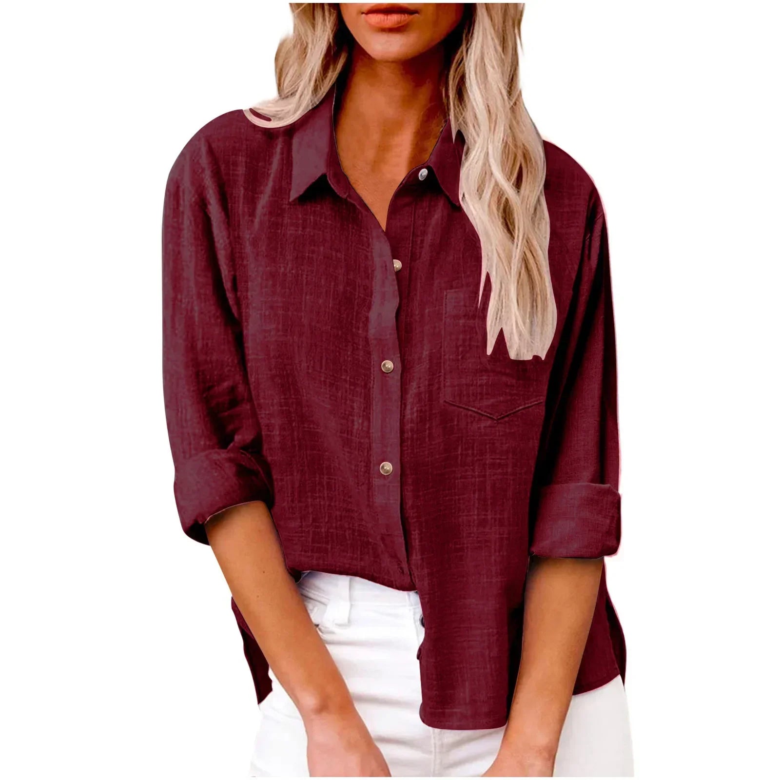 COTTON LINEN LONG SLEEVE TOP