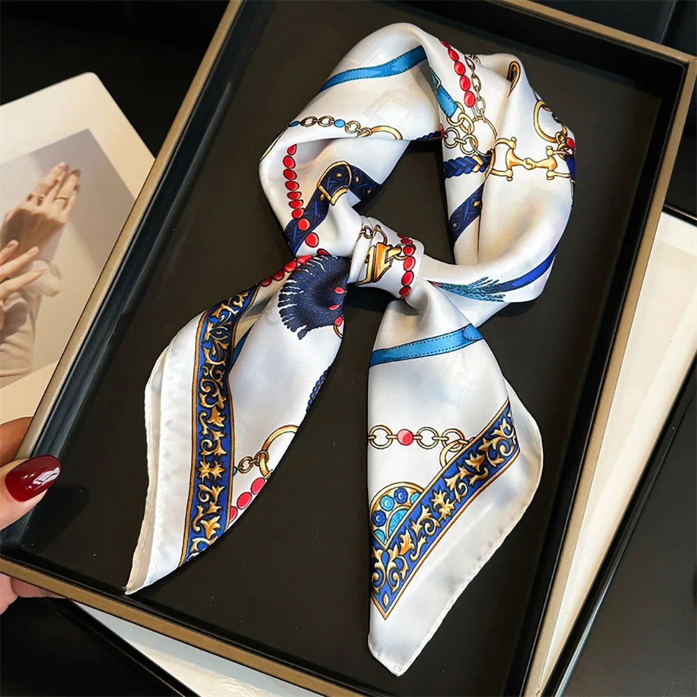 LUXURY CHAIN PRINT SILK-LIKE SCARF