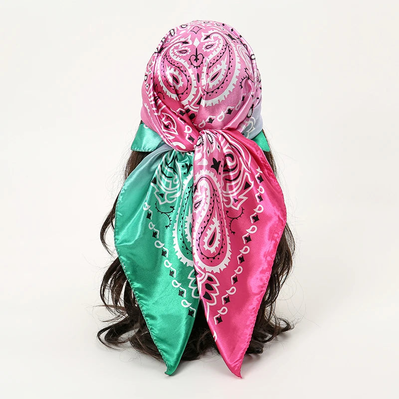 SATIN PRINT MULTIFUNCTIONAL SQUARE SCARF