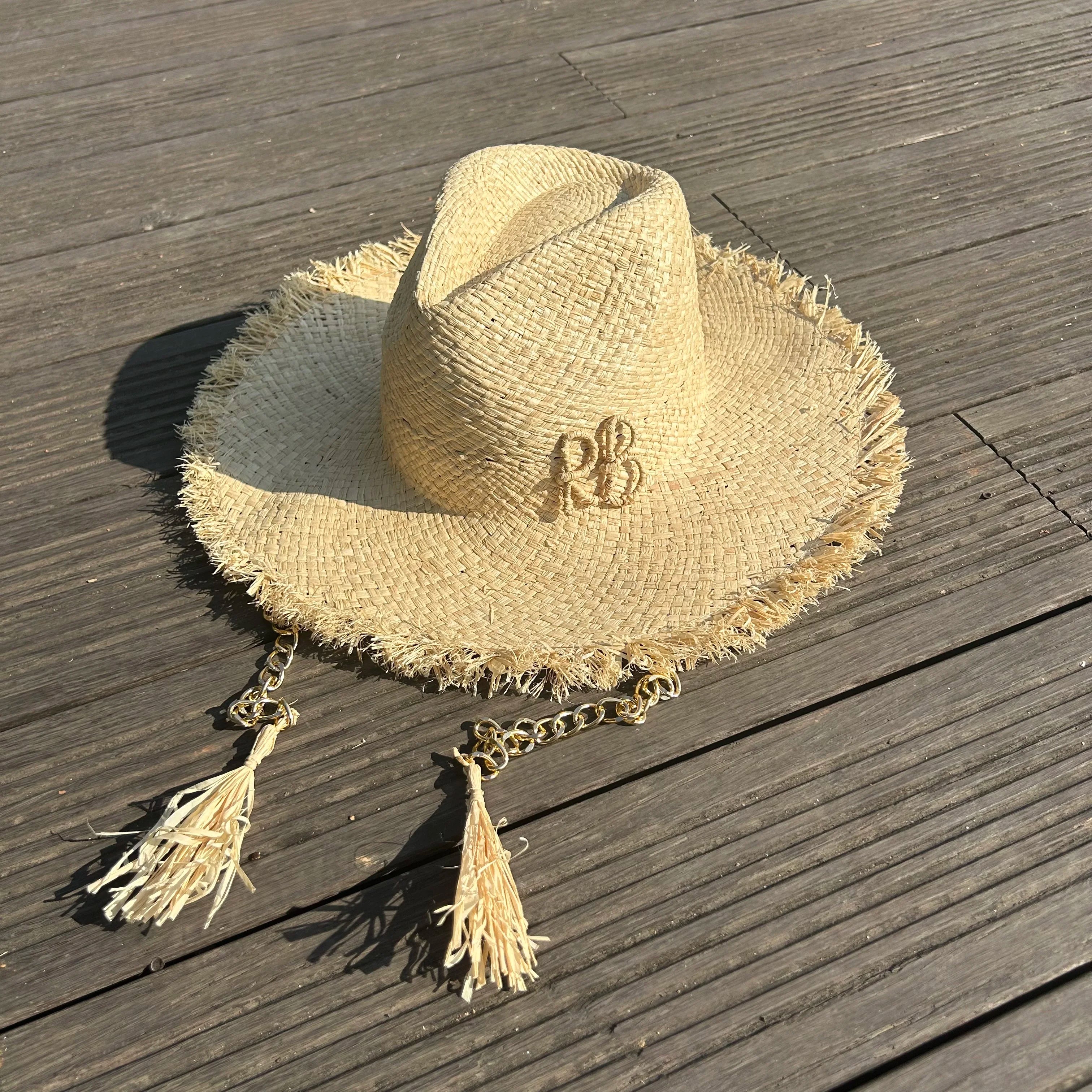 PANAMA HAT WITH PEARLS WIDE BRIM ANTI-UV