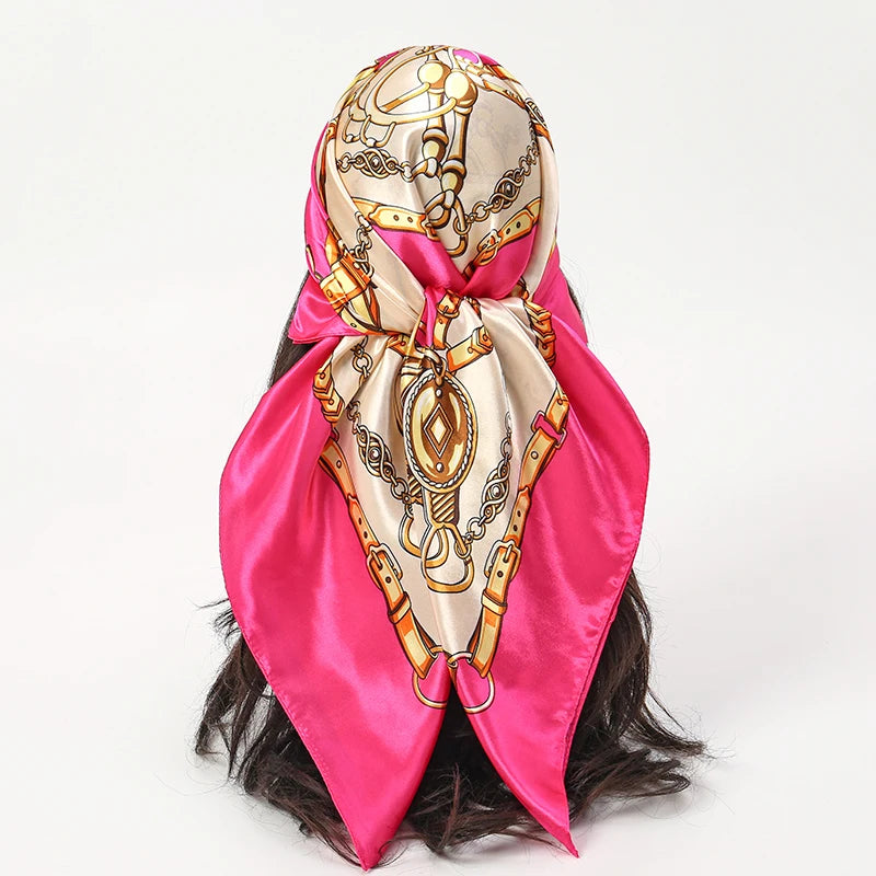 SATIN PRINT MULTIFUNCTIONAL SQUARE SCARF