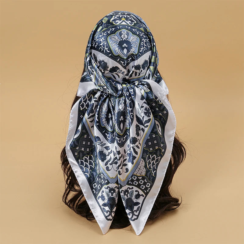 SATIN PRINT MULTIFUNCTIONAL SQUARE SCARF