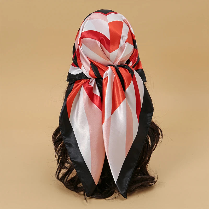 SATIN PRINT MULTIFUNCTIONAL SQUARE SCARF