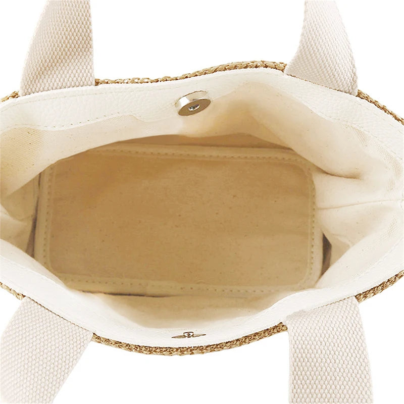 WOVEN STRAW BUCKET MESSENGER BAG