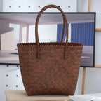 WOVEN BAMBOO-HANDLE CROCHET TOTE SOLELII