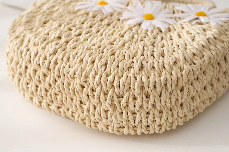 HANDWOVEN HALF-MOON STRAW BASKET BAG