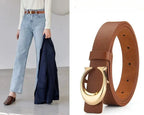 WOMEN’S THIN LEATHER BELT WITH MOON BUCKLE SOLELII