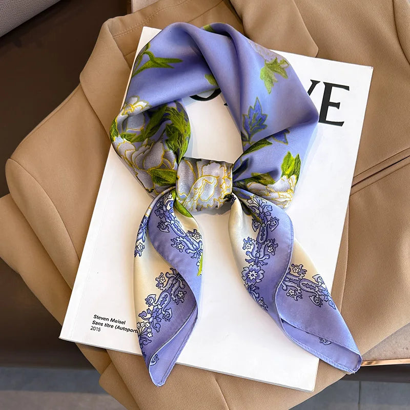 LUXURY PLAID SILK-LIKE SQUARE SCARF