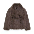 FAUX FUR COAT WITH LAPEL COLLAR SOLELII