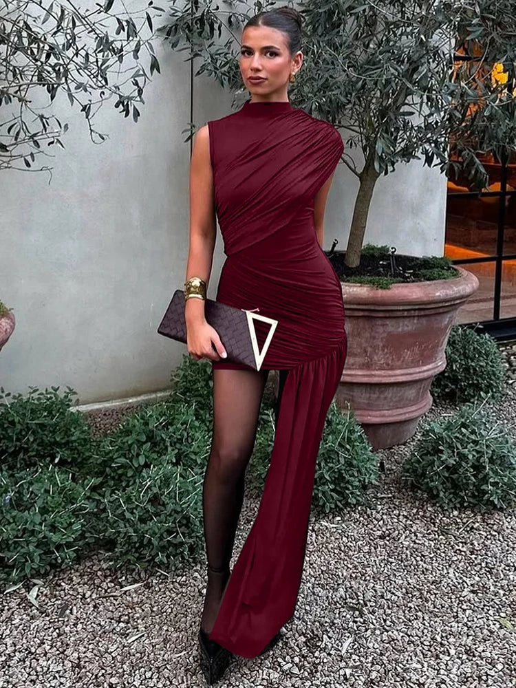 GEDrapeerde mouwloze mini-jurk