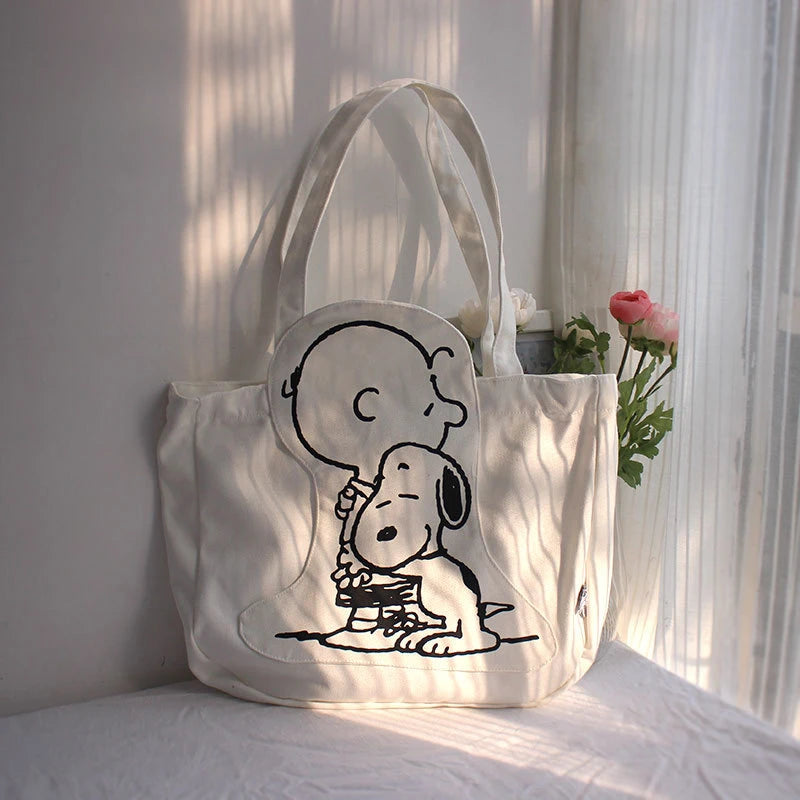 SNOOPY PRINT CANVAS CROSSBODY BAG
