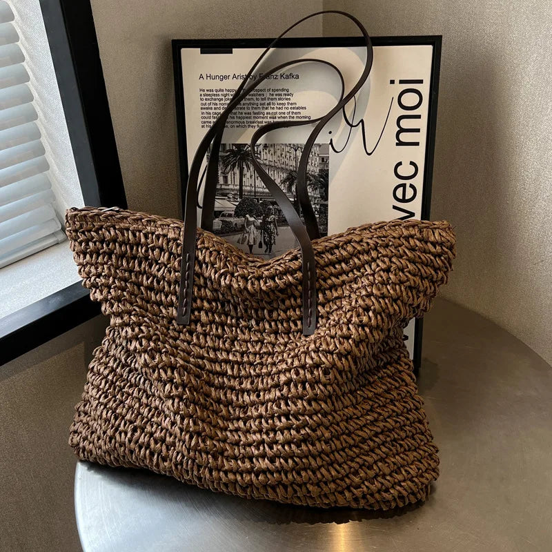 LUXURY STRAW WOVEN TOTE BAG