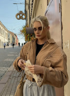 CROPPED SUEDE JACKET WITH ZIPPER SOLELII