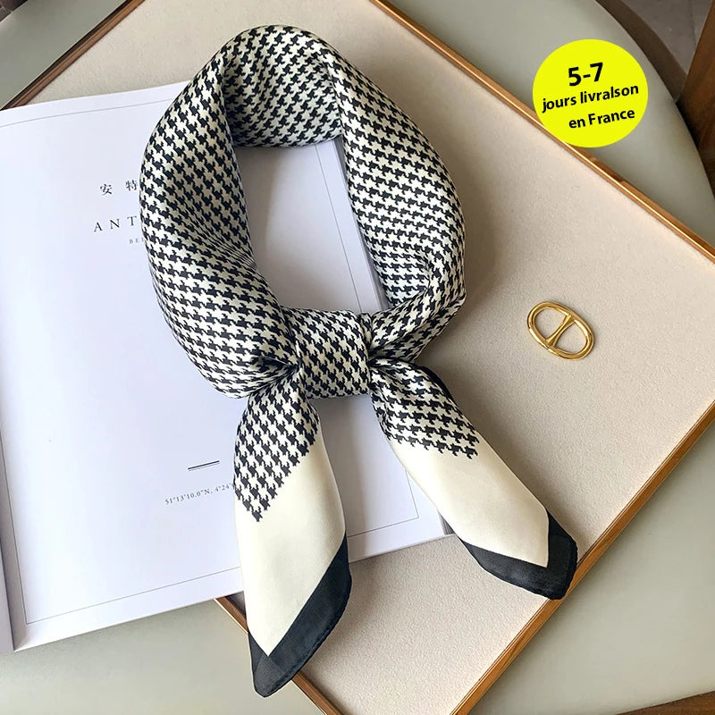 LUXURY PLAID SILK-LIKE SQUARE SCARF