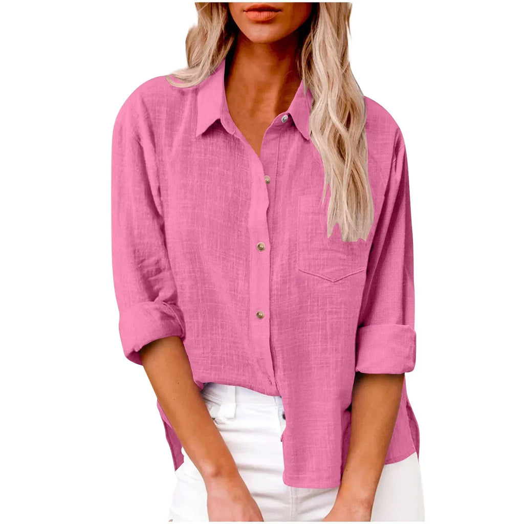 COTTON LINEN LONG SLEEVE TOP