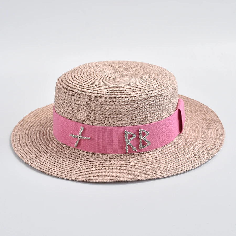 STRAW HAT WITH METAL LETTER