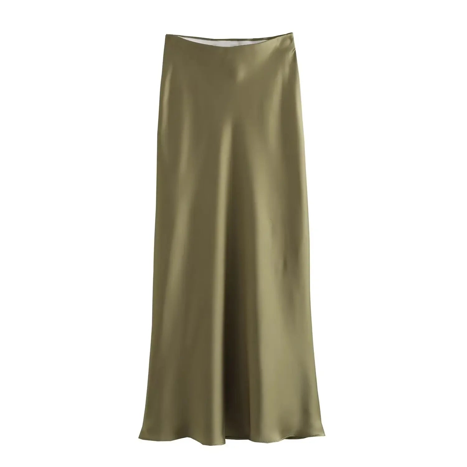 HIGH-WAISTED SATIN MIDI SKIRT