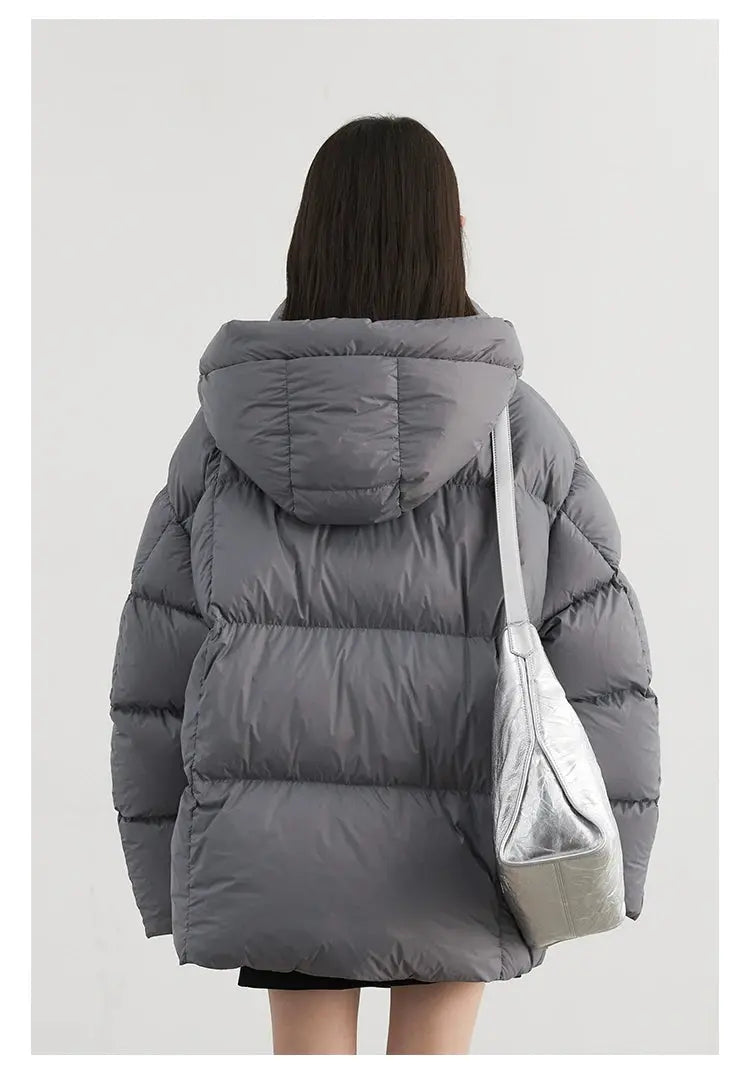 WOMEN’S HOODED DOWN PUFFER JACKET WHITE DUCK DOWN SOLELII