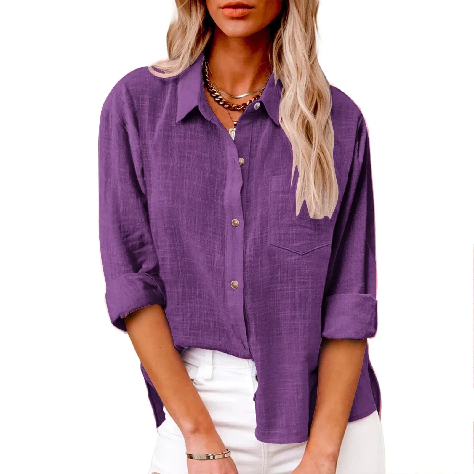 COTTON LINEN LONG SLEEVE TOP