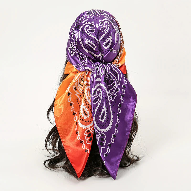 SATIN PRINT MULTIFUNCTIONAL SQUARE SCARF