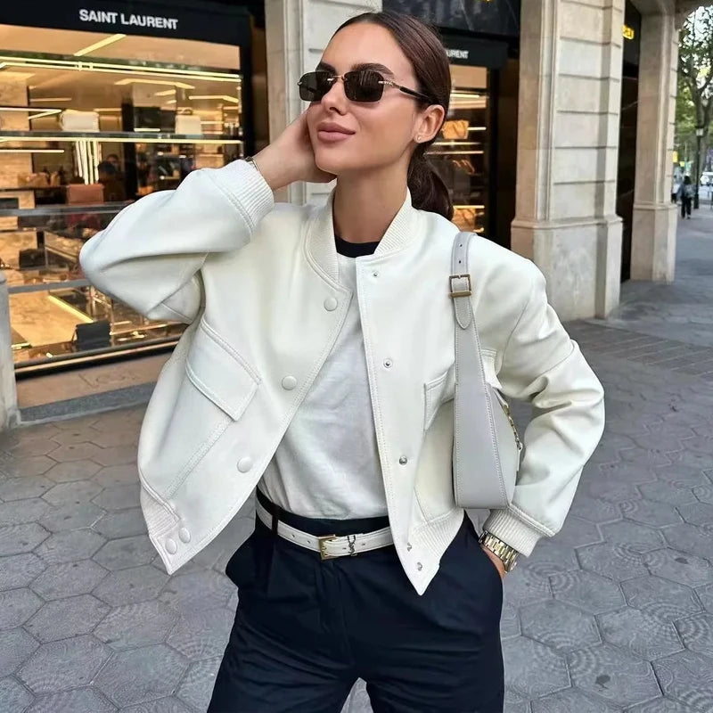 WOMEN'S CROPPED BOMBER JACKET