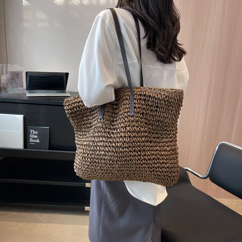 LUXURY STRAW WOVEN TOTE BAG