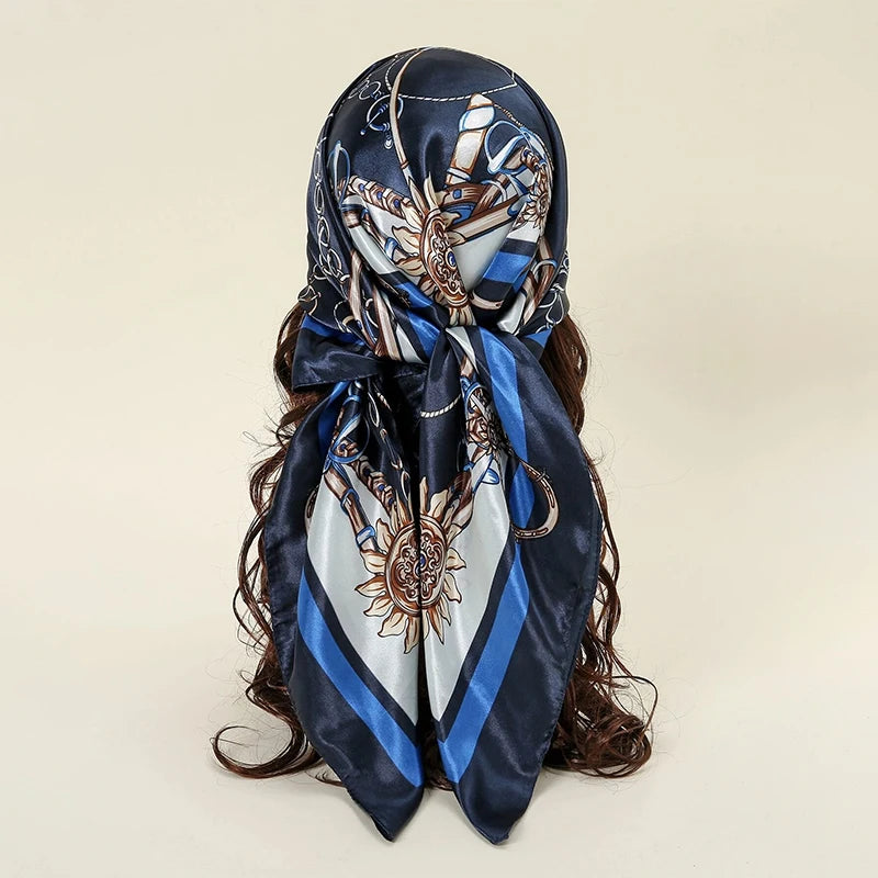 SATIN PRINT MULTIFUNCTIONAL SQUARE SCARF