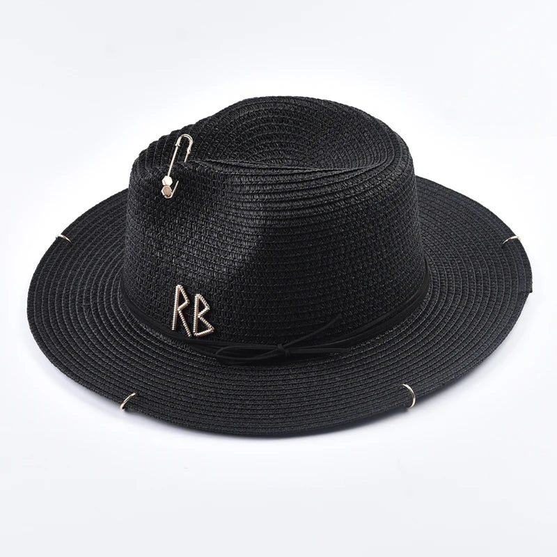 SUMMER STRAW HAT WITH LETTER