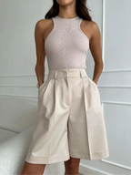 BORNLADIES HIGH WAIST CASUAL SHORTS SOLELII