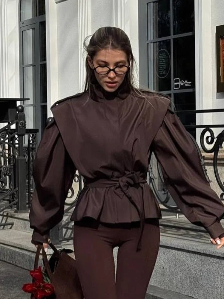 CROPPED APRICOT TRENCH COAT WITH BELT