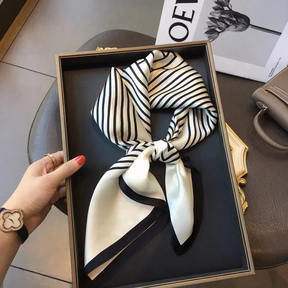 NORDIC STYLE FAUX SILK SQUARE SCARF