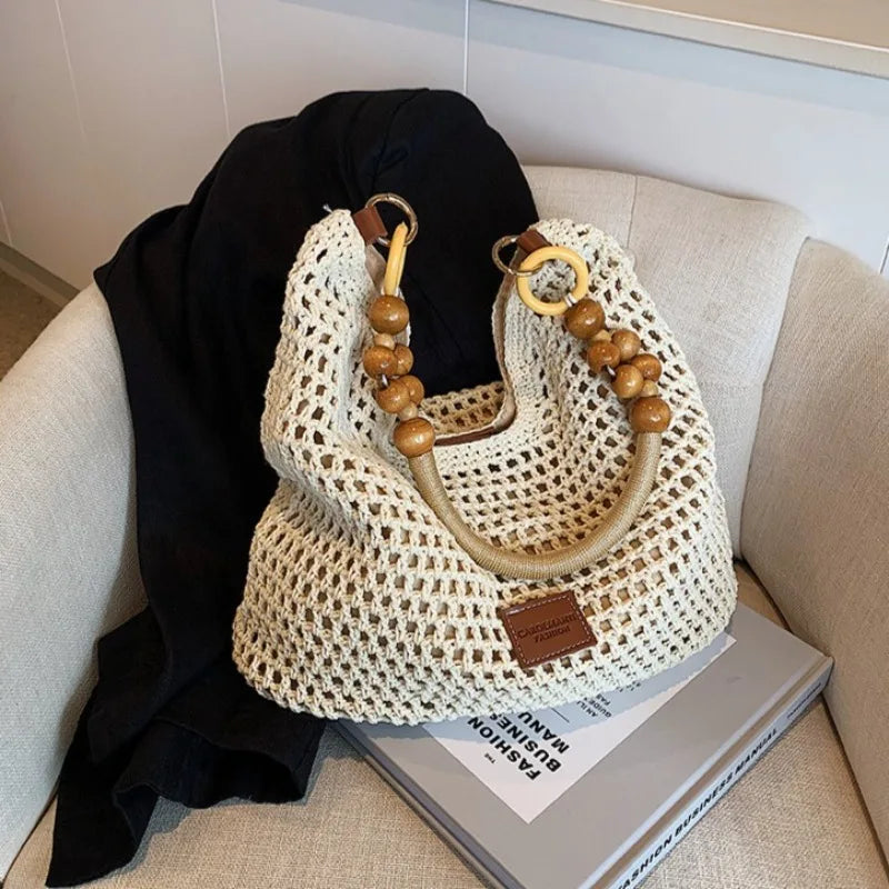 KNIT MESH BUCKET SHOULDER BAG