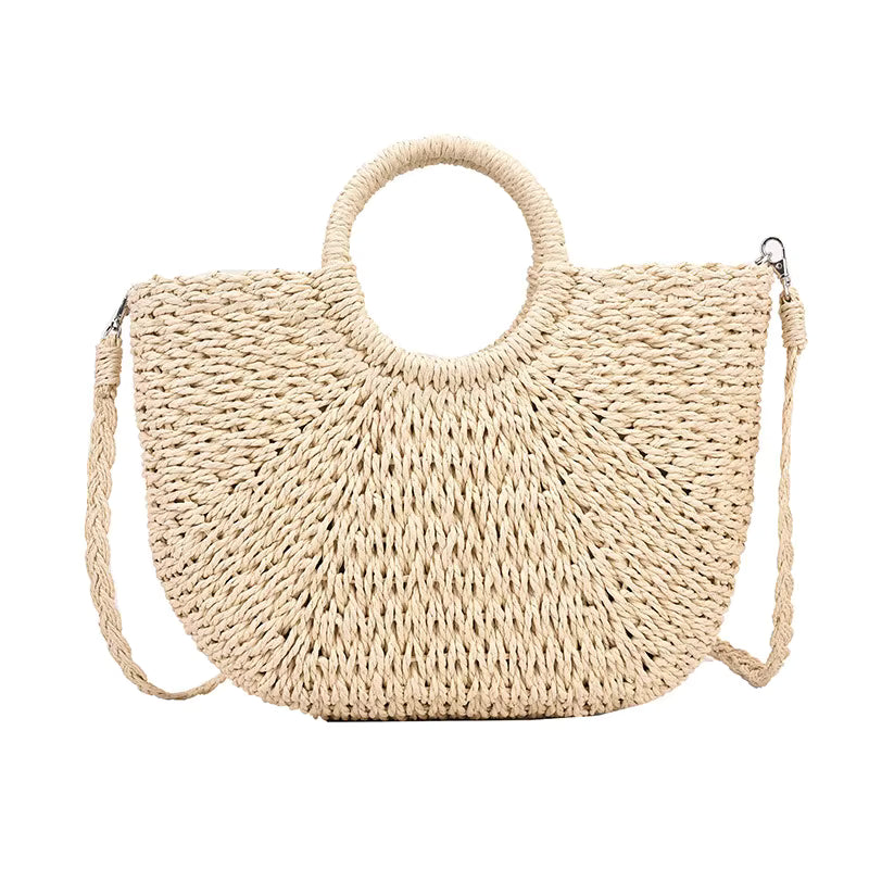 WOVEN STRAW BUCKET STRING BAG SOLELII