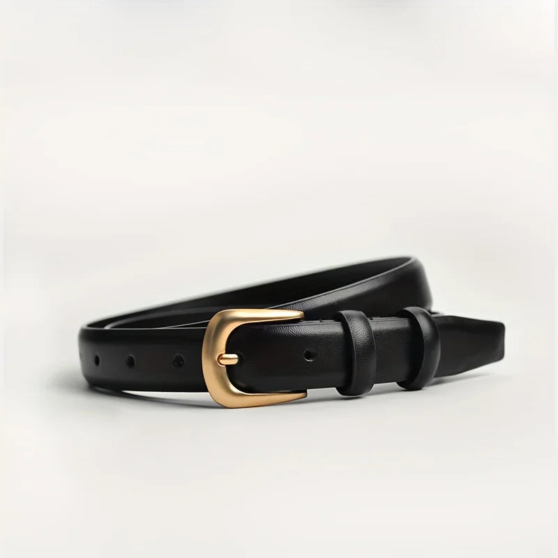 BLACK JEANS BELT WITH DECORATIVE BUCKLE