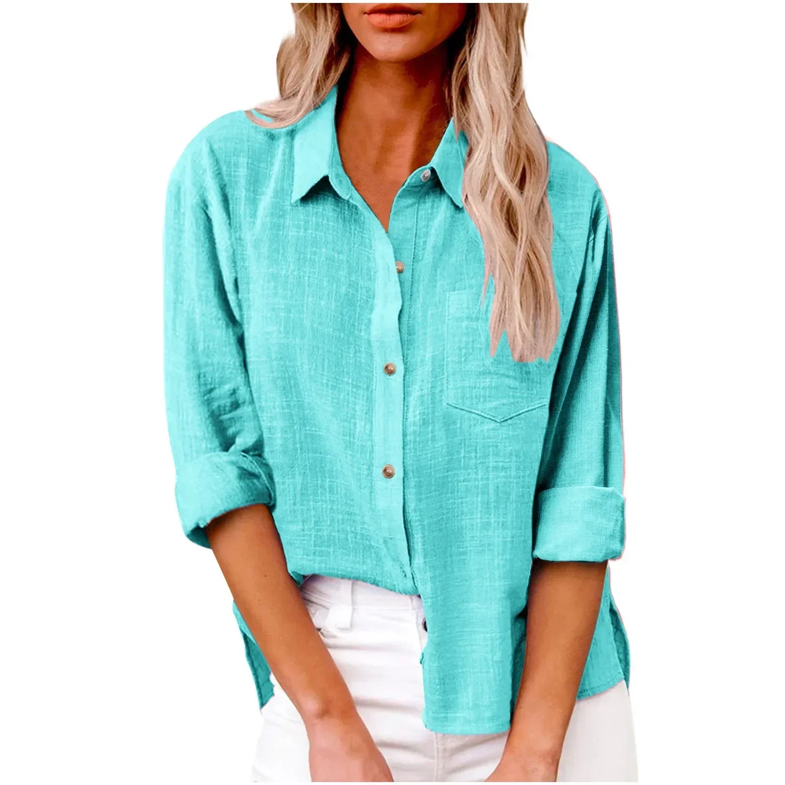 COTTON LINEN LONG SLEEVE TOP